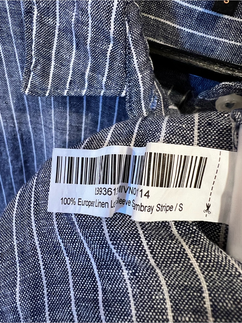 Quince Women’s Linen Long Sleeve Shirt Chambray Blue Stripe Size Small Coastal - Picture 5 of 6